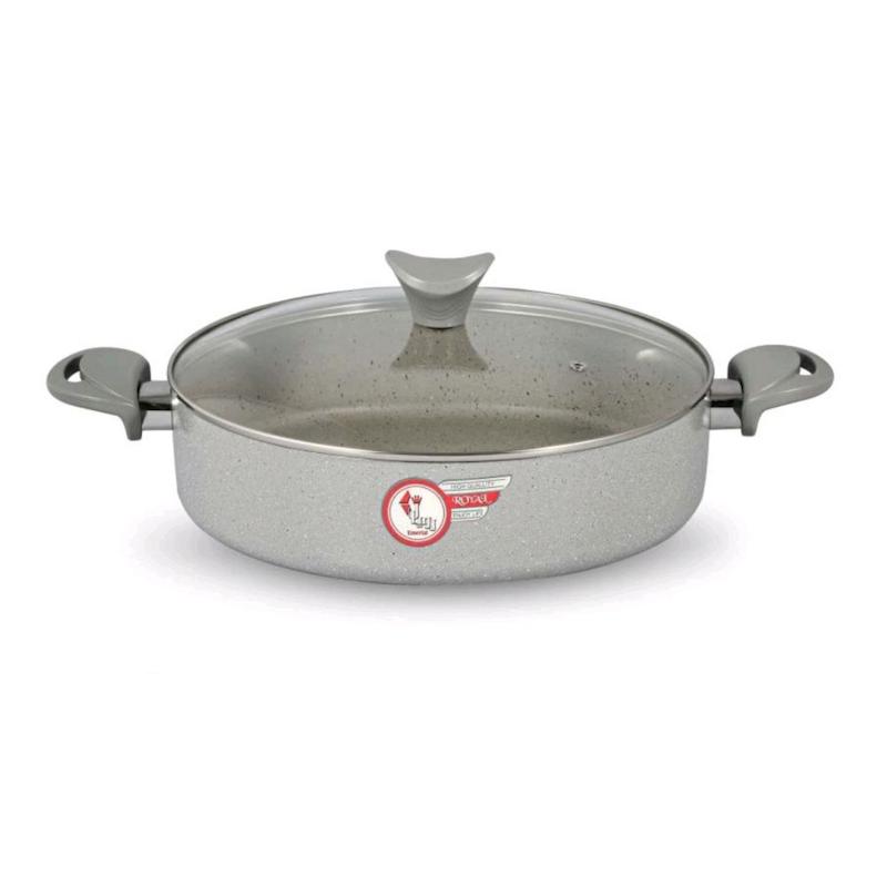 تابه گرانیت دودسته رویال Royal مدل دو رو گرانیت فونیکس دسته باکالیت سایز 30