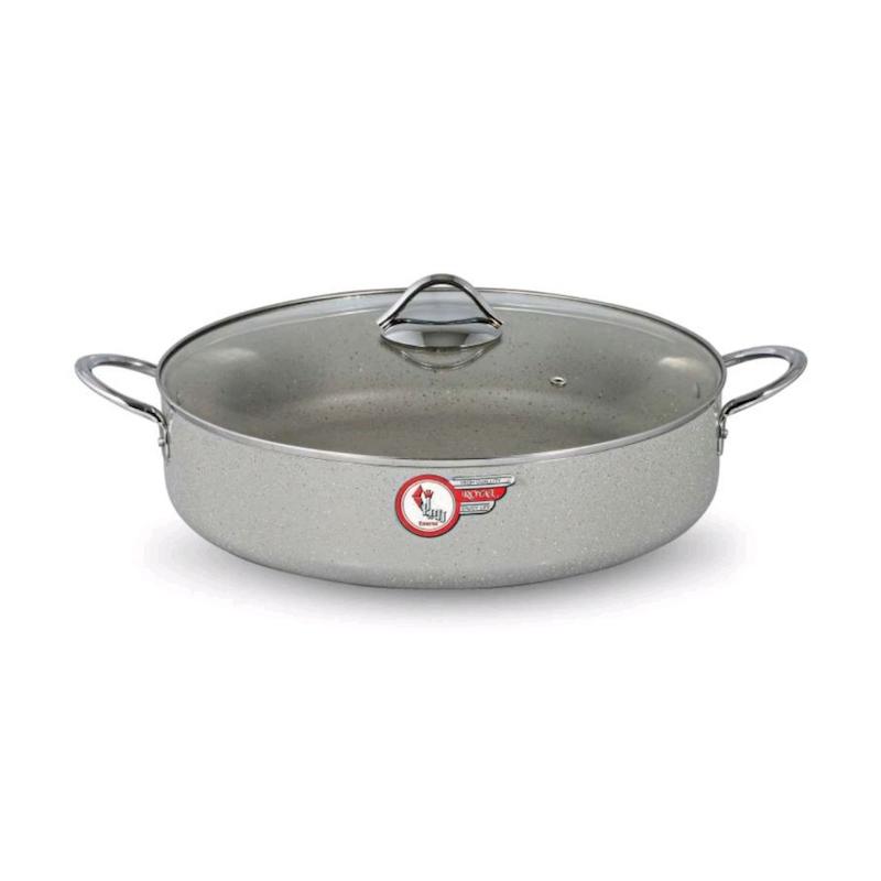 تابه گرانیت دودسته رویال Royal مدل دو رو گرانیت فونیکس دسته فلزی سایز 38