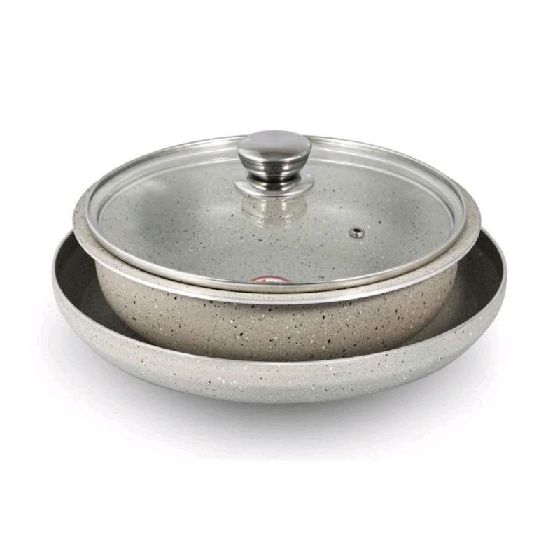 تهچین پز 3 پارچه رویال Royal مدل دو رو گرانیت فونیکس سایز 24