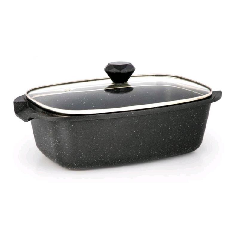 تابه مرغ چدن رویال Royal مدل دو رو گرانیت دایکست مشکی