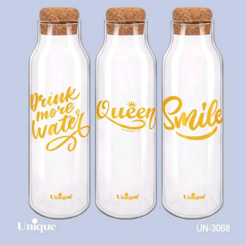 بطری آب شیشه ای یونیک Unique با درب چوبی 1100 میل کد UN-3068