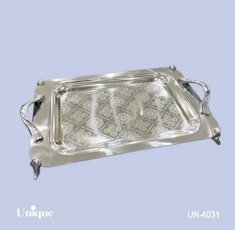 سینی براق استیل یونیک Unique پایه دار بزرگ کد UN-4031