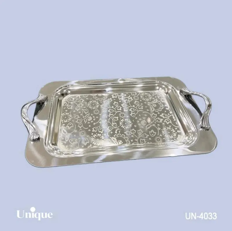 سینی براق استیل یونیک Unique بدون پایه بزرگ کد UN-4033