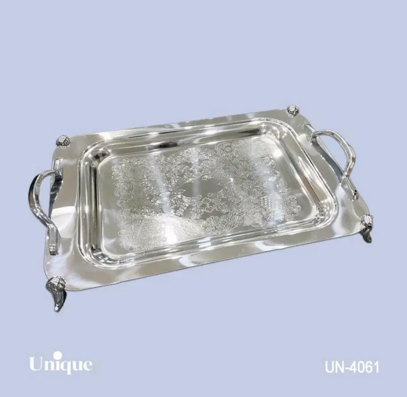 سینی براق استیل یونیک Unique پایه دار بزرگ کد UN-4061