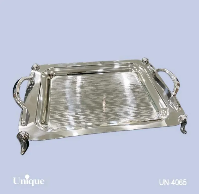سینی براق استیل یونیک Unique پایه دار کوچک کد UN-4065