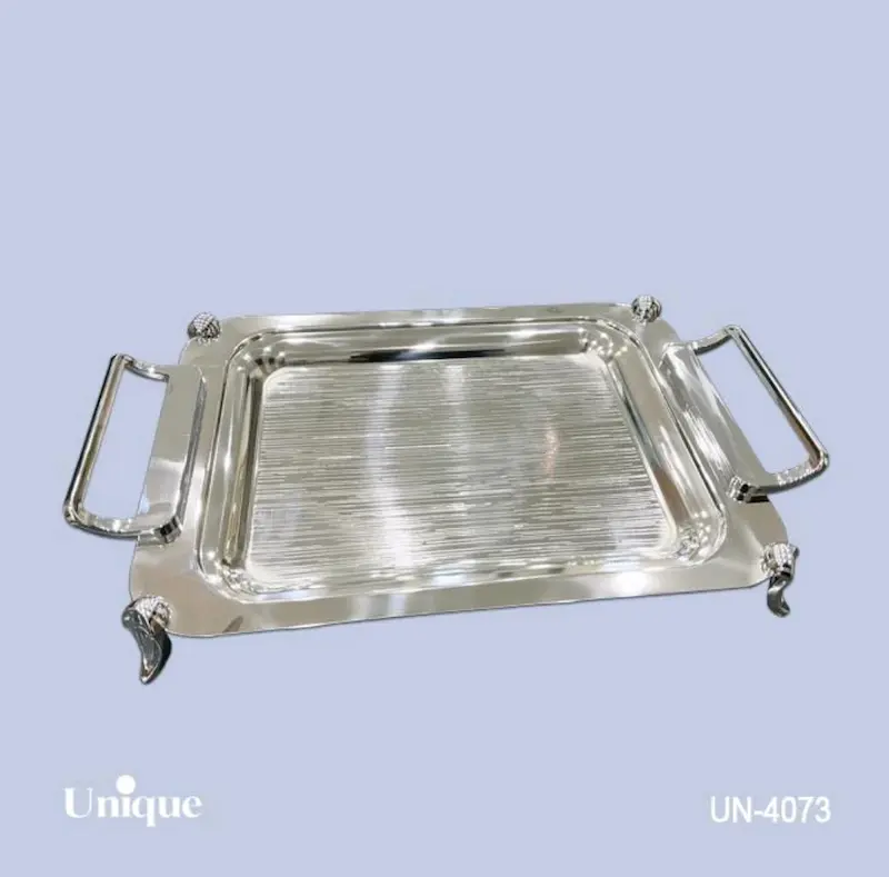 سینی براق استیل یونیک Unique پایه دار کوچک کد UN-4073
