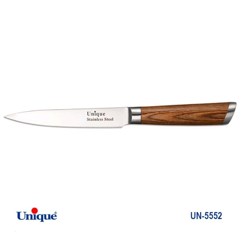 کارد تک آشپزخانه 5 یونیک Unique دسته چوب کد UN-5552 طرح 2