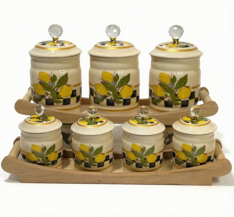 سرویس پاسماوری 7 پارچه آریا Aria مدل lemon استند چوبی کد 40447