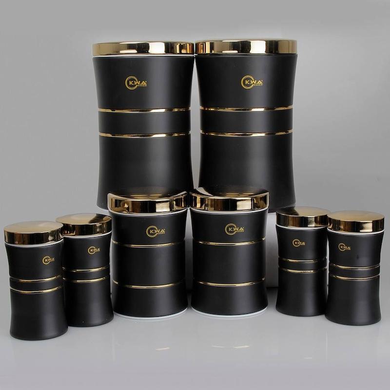 سرویس آشپزخانه 8 پارچه هرمس Hermes مدل کمر باریک مشکی درب طلا