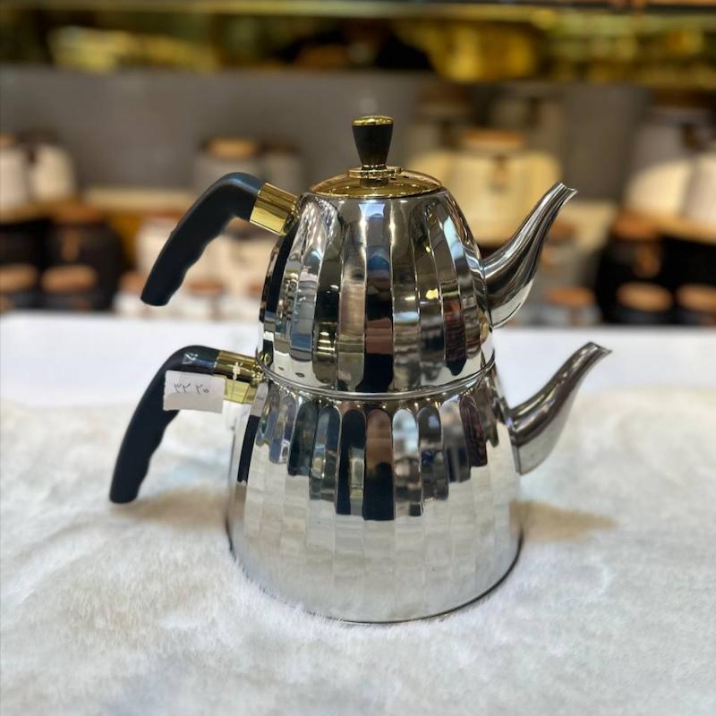 کتری و قوری آینه ای استیل وارداتی کد 3220