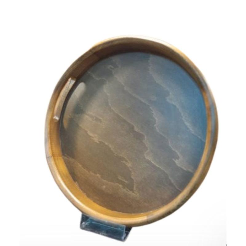 سینی پذیرایی گرد چوب راش تیره کوچک کد 23030