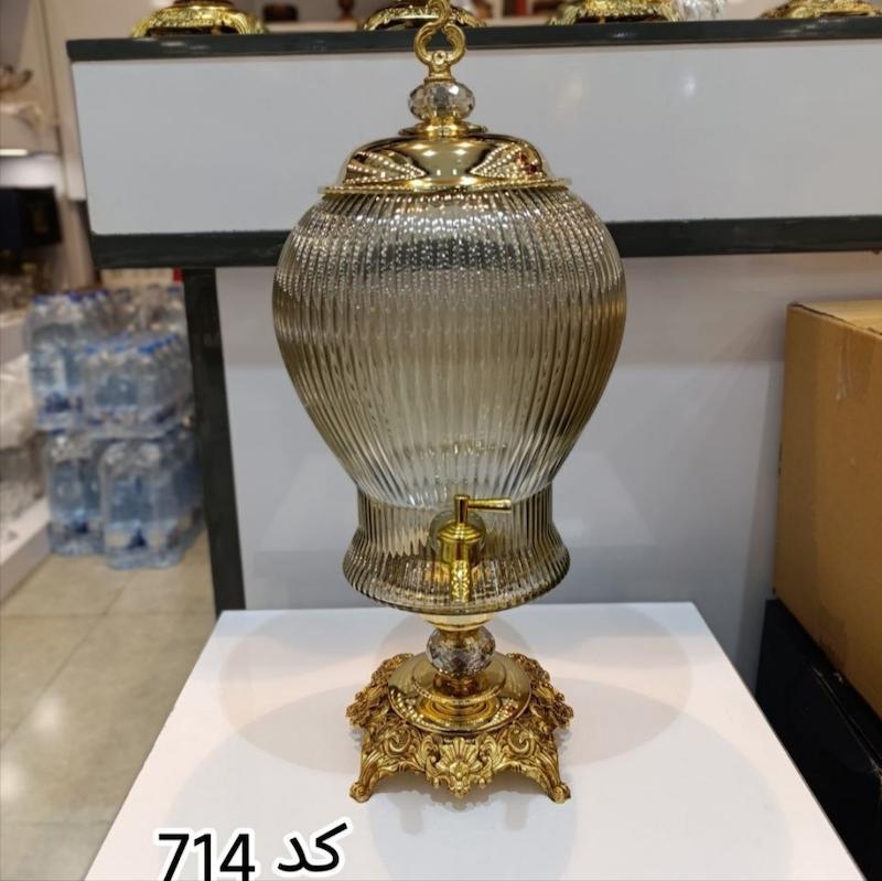 کلمن شیشه ای 8 لیتر طلایی کد 714