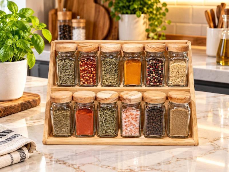 جا ادویه 12 عددی ایستاده چوب رابر 