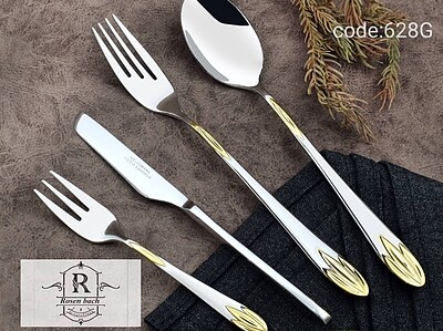 سرویس قاشق چنگال رزنباخ آلمان طلایی Rosen Bach Germany Gold Spoons