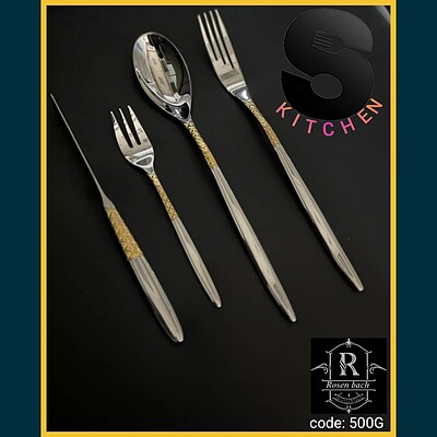 سرویس قاشق چنگال رزنباخ آلمان طلایی Rosen Bach Germany Gold Spoons