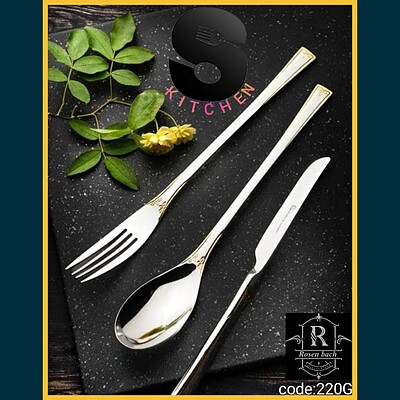 سرویس قاشق چنگال رزنباخ آلمان طلایی Rosen Bach Germany Gold Spoons