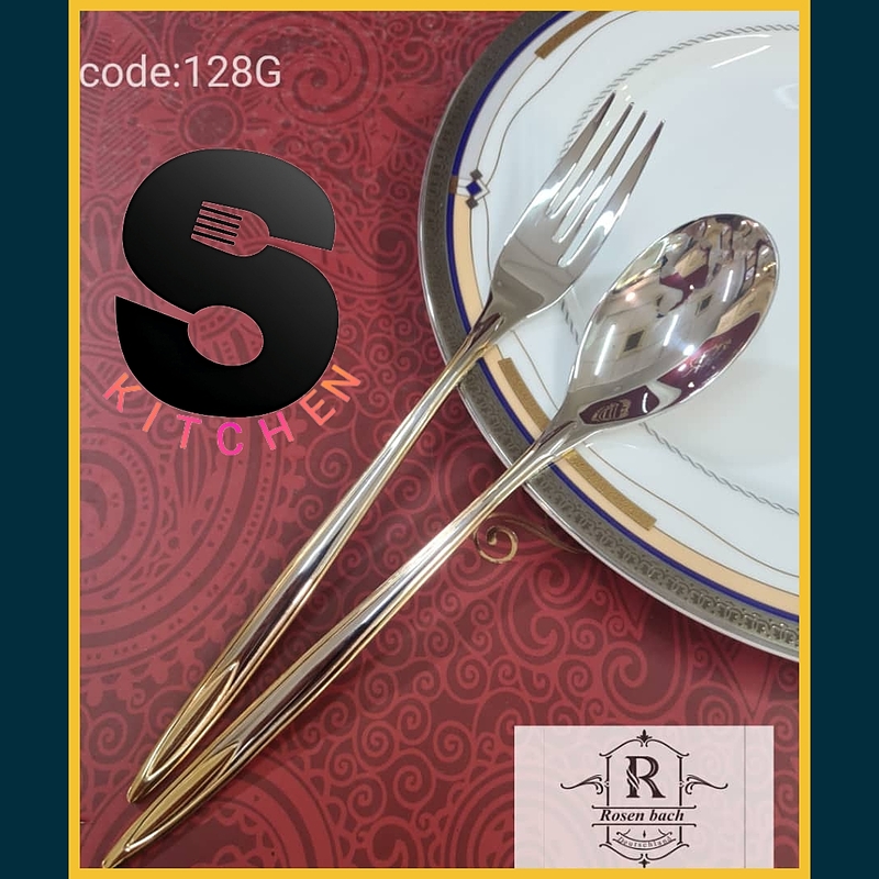 سرویس قاشق چنگال رزنباخ آلمان طلایی Rosen Bach Germany Gold Spoons