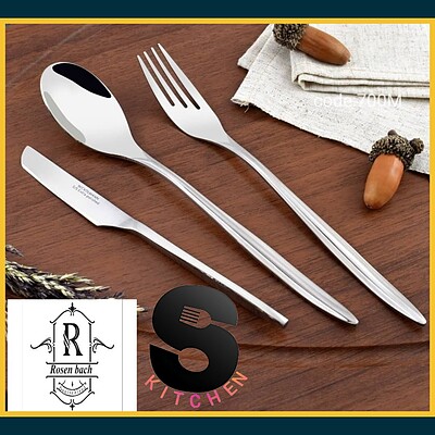 سرویس قاشق چنگال رزنباخ آلمان استیل براق Rosen Bach Germany Steel Spoons