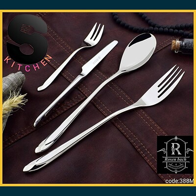 سرویس قاشق چنگال رزنباخ آلمان استیل براق Rosen Bach Germany Steel Spoons