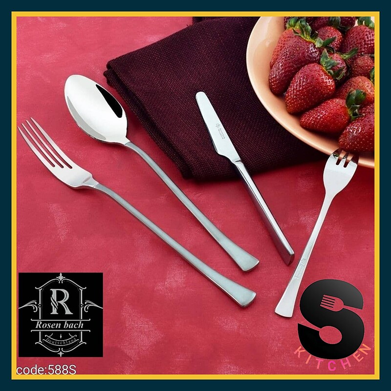 سرویس قاشق چنگال رزنباخ آلمان استیل مات Rosen Bach Germany Steel Mat Spoons