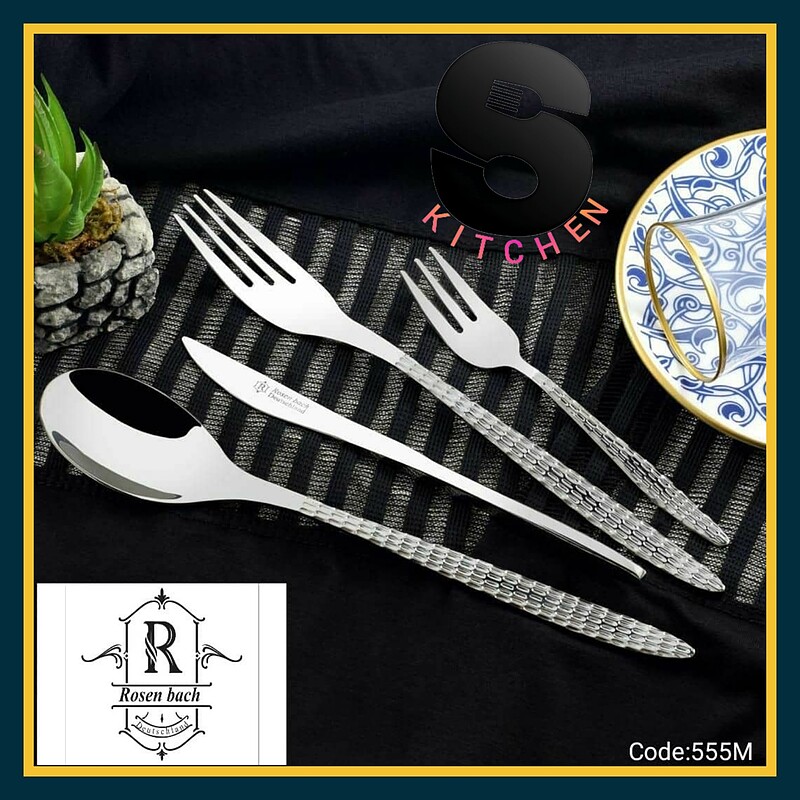 سرویس قاشق چنگال رزنباخ آلمان استیل براق Rosen Bach Germany Steel Spoons