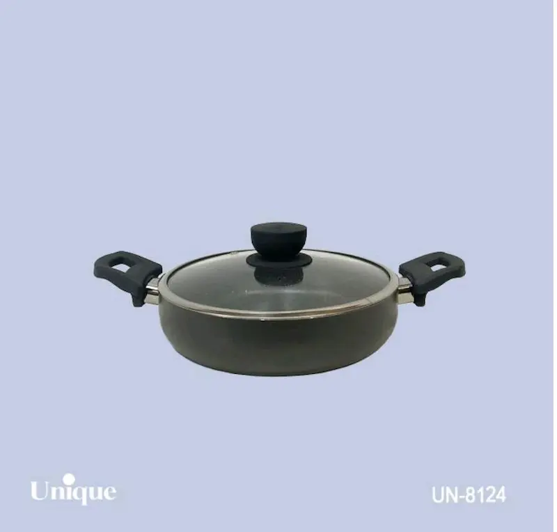 تابه دو دسته سایز 24 کف گرانیت طوسی تیره یونیک کد UN-8124