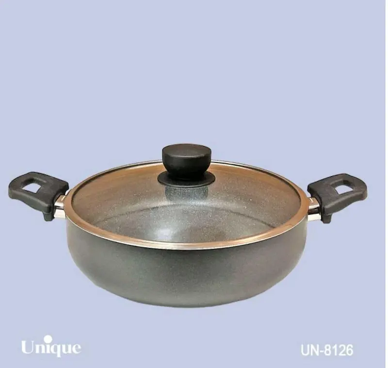 تابه دو دسته سایز 32 کف گرانیت طوسی تیره یونیک کد UN-8128