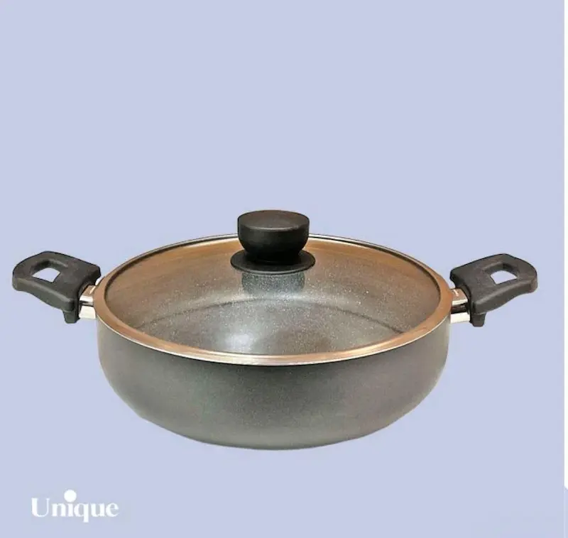 تابه دو دسته سایز 28 کف گرانیت طوسی تیره یونیک کد UN-8126
