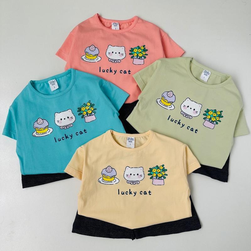 تیشرت شلوارک lucky cat مناسب 9 تا 24 ماه