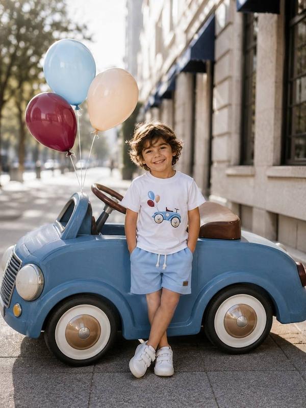 ست تیشرت شلوارک لنین طرح car