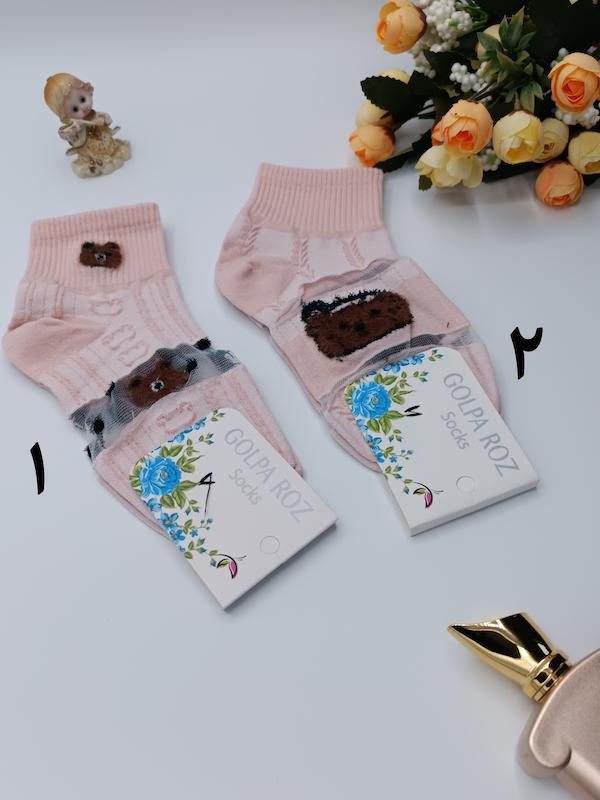 جوراب نیم ساق توری طرح تدی / کد ۸۰۶