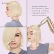 کلاژ سه تصویر از زنی با موهای کوتاه بلوند در حال استفاده از متمرکز کننده سشوار شارک نینجا HD430 برای خشک کردن و حالت دادن مو.