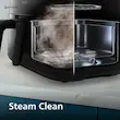 تصویر گرافیکی که عملکرد تمیزکنندگی آسان با بخار (Steam Clean) سرخ کن بدون روغن فیلیپس مدل NA555 را نشان می‌دهد. 