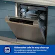 تصویر گرافیکی که قابلیت "Easy to clean" (نظافت آسان) سرخ کن دوقلو فیلیپس مدل NA350 را با نمایش قطعات در ماشین ظرفشویی نشان می‌دهد. 