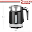 اینفوگرافیک ابعاد کتری برقی دسینی مدل DS-42SS با ارتفاع 26 و عرض 16 سانتی‌متر.