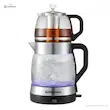 چای ساز گوسونیک مدل GST-783 در حال جوشاندن آب با نور LED آبی و نمایشگر دیجیتال ۱۰۰.