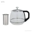 قوری شیشه ای چای ساز گوسونیک مدل GST-783 با دستگیره کریستالی و فیلتر استیل جدا شده.