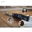 گوشت کوب برقی بوش مدل MSM4B670 مشکی با نمایش ویژگی های دسته ارگونومیک و دکمه آزادسازی.