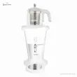 نمای روبرو از سماور برقی میگل مدل GTS-305 سفید با طراحی شیک و قوری شیشه‌ای صافی‌دار.
