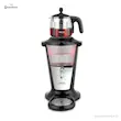 سماور برقی میگل مدل GTS-305 مشکی با قوری شیشه‌ای و نشانگر نور قرمز در حال دم کردن چای.