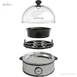 نمای انفجاری (Exploded View) از قطعات تخم‌مرغ پز نوتریکوک مدل NC-EC360 شامل درب شفاف، کاسه، سینی و پایه.