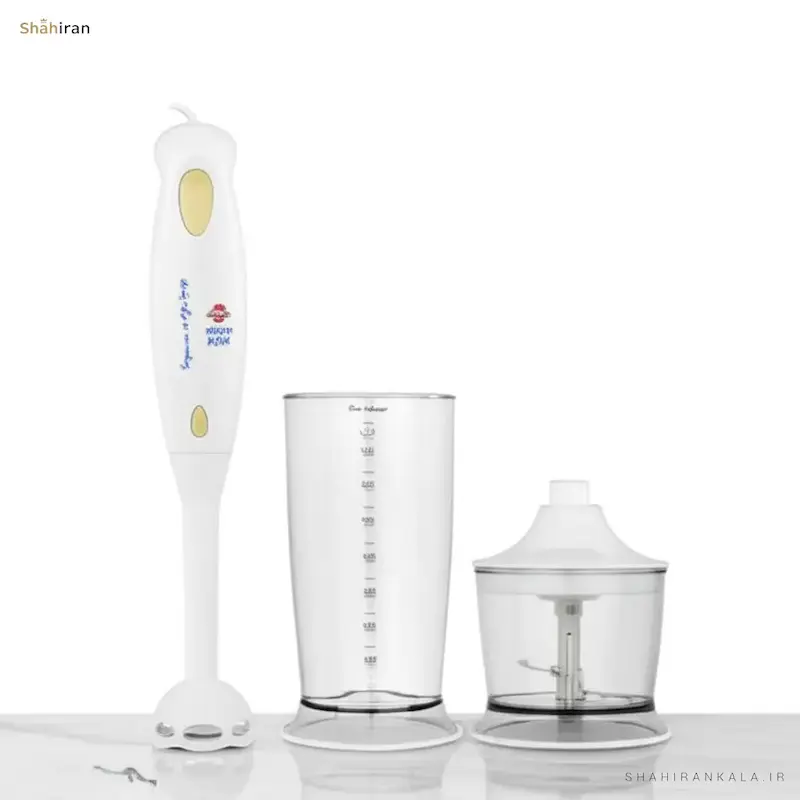 مجموعه کامل دستگاه شامل گوشت کوب، لیوان و ظرف خردکن گوشت کوب برقی پارس خزر مدل HB-5503AP.