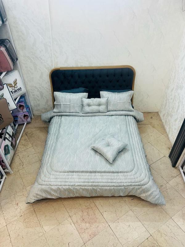 ست روتختی مخمل ژاکارد دونفره موج طوسی روشن