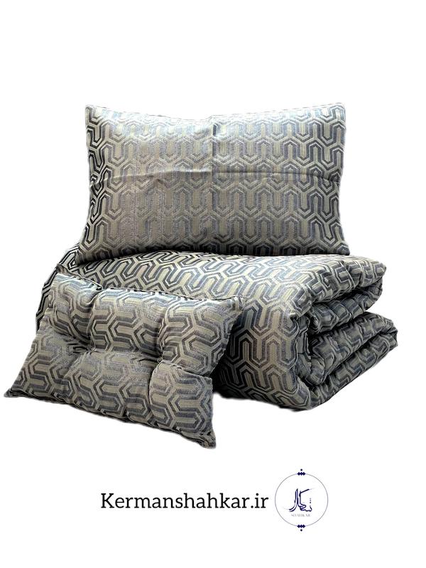 ست روتختی مخمل ژاکارد دونفره هندسی ذغالی