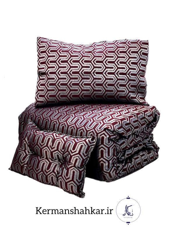 ست روتختی مخمل ژاکارد دونفره هندسی زرشکی
