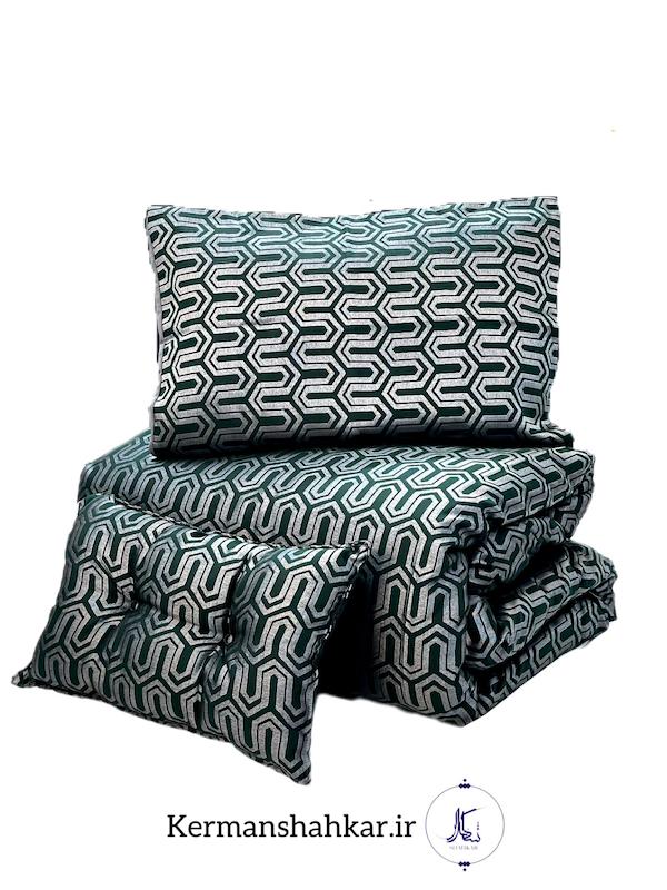 ست روتختی مخمل ژاکارد دونفره هندسی سبز یشمی