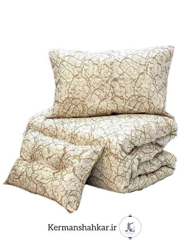 ست روتختی مخمل طلاکوب دونفره کرم طرح 2