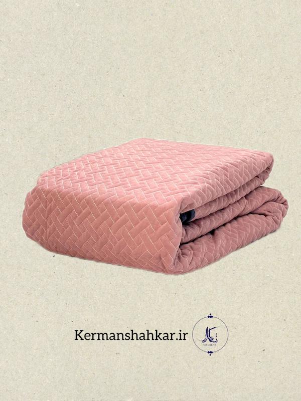 ست روتختی بهاره مخمل هازان دونفره صورتی طوسی روشن