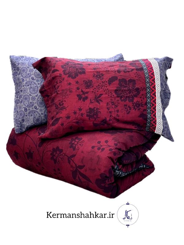 ست روتختی ترک آز دو رو چاپ دونفره زرشکی طوسی