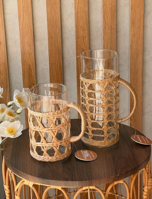 پارچ یا گلدان پیرکس و حصیر انگلیش هوم